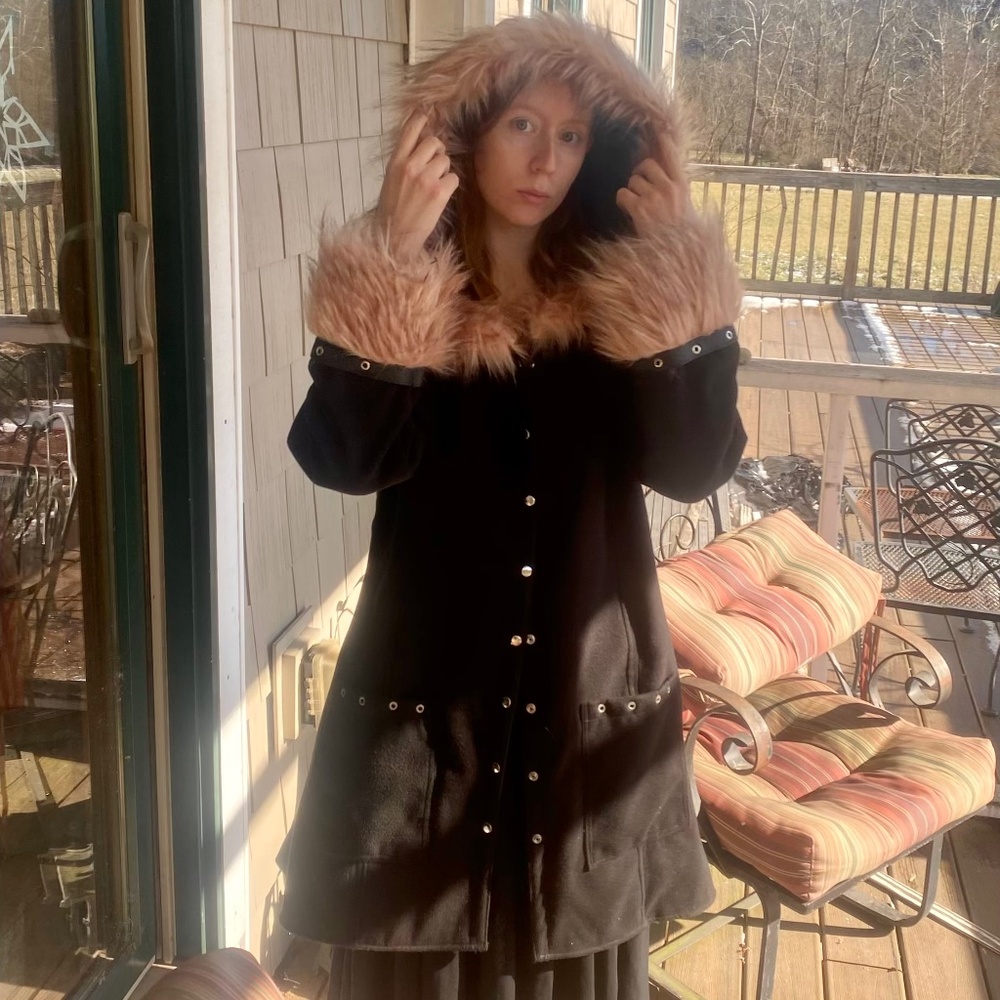 Faux fur goth coat